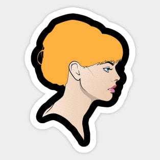 Pop Art Woman Portrait Illustration of a Girl Elke Sticker